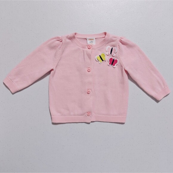 Gymboree Pink Butterfly Cardigan Sweater Baby 3 - 6 M Cotton Infant Girls Top - Picture 2 of 6